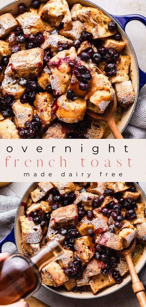 Dairy And Soy Free Breakfast, Dairy Free Make Ahead Breakfast, Almond Milk French Toast, Dairy Free Brunch, Gluten Free French Toast Casserole, Dairy Free French Toast, Dairy Free Breakfast Casserole, Dairy Free Breakfast, Overnight French Toast Casserole