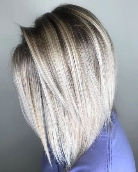 16 Long Angled Bob Haircuts That Prove Blunt Isn't Always Better Angled Bob Hairstyles For Fine Hair, Long A Line Bob With Layers, Straight Inverted Bob, Angled Bob Haircuts Medium, A Line Bob Medium, Long Angled Bob Haircuts, Long Angled Haircut, Angled Long Bob, Asymmetrical Long Bob