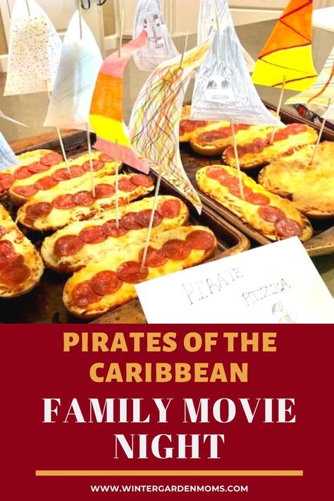 Pirates Of The Caribbean Movie Night Food, Pirates Of The Caribbean Menu Ideas, Family Theme Movie Night, Pirates Of The Caribbean Dinner Ideas, Movie Night Dinner Adult, Pirate Movie Night, Pirate Themed Foods, Pirates Of The Caribbean Themed Food, Family Movie Theme Night