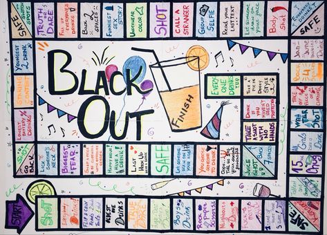 Party, drinking, game College Board Games, Black Out Board Game Drinking, Lets Get F Up Game Board, Homemade Drinking Board Game, Drunk Bored Game, Drinking Board Games Diy, Teen Summer Crafts, Diy Board Games, Booze Board