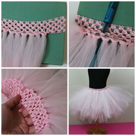 Tutu Diy, Make A Tutu, Tutu En Tulle, Diy Tutu Skirt, Crochet Headband Tutorial, Diy Tutus, Tutu Tutorial, Bandeau Au Crochet, No Sew Tutu