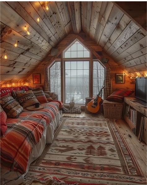 Tiny Loft, Country Cottage Farmhouse, Cabin Aesthetic, Cabin Living, Attic Bedroom, Dream House Rooms, French Country Cottage, Cottage Farmhouse, Cabin Life