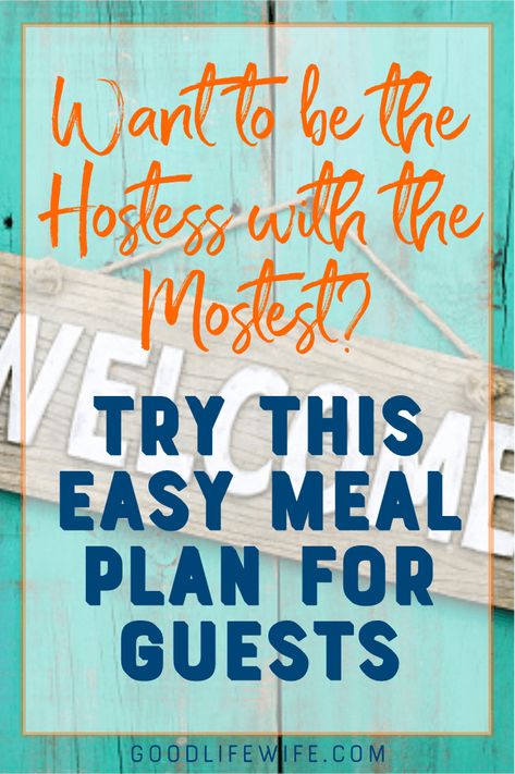 This easy meal plan for guests will make being a hostess fun again. People feel welcome when you're calm and organized...and they get great food! Plan Ahead Meals, Easy Meal Plan, Lunch Party, Food Budget, Simple Menu, Make Ahead Lunches, Easy Meal Plans, Weekend Meals, Weekend House