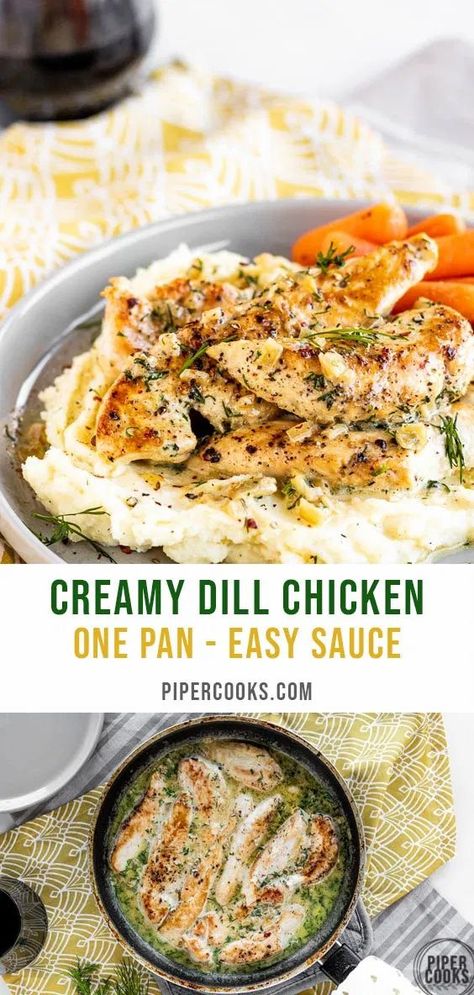 Creamy Dill Chicken, Onion Broth, Dill Chicken, Dill Recipes, Simple Dinners, Flavorful Dinner, Like Chicken, Simple Chicken, Dill Sauce