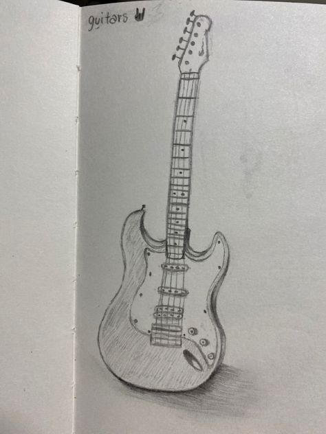 Drawings Of Instruments, Cool Guitar Drawings, Drawing Of Musical Instruments, How To Draw Instruments, Music Drawings Creative, Electric Guitar Drawing Sketches, Instruments Sketch, Electric Guitar Sketch, Instrument Sketch