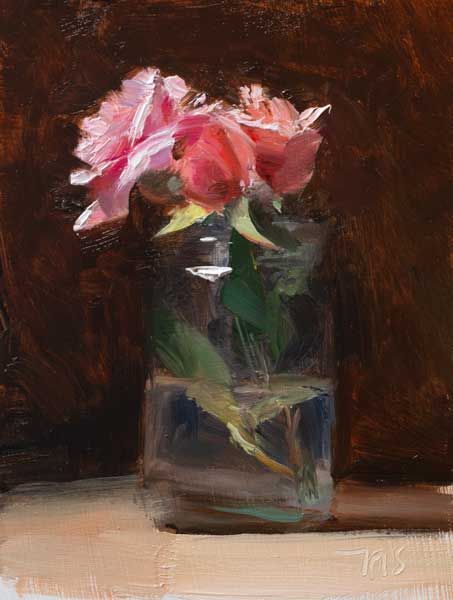 daily painting titled Roses in a jam jar - click for enlargement Julian Morrow, Vase Roses, Vladimir Volegov, Jackson Hole Art, Painting Roses, Cowboy Artists, Roses Painting, Art Postcards, Creation Photo