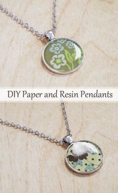 Cabochon Necklace Diy, Homemade Necklace, Beading Tips, Resin Pendant Diy, Resin Works, Resin Jewlery, Paper Jewellery, Clean Jewelry, Circle Crafts