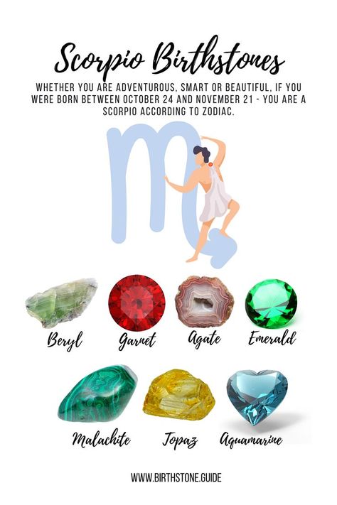 Whether you are adventurous, smart or beautiful, if you were born between October 24 and November 21 - you are a Scorpio according to zodiac. What is the birthstone for Scorpio? The answer is many. The list of zodiac signs birthstones is arguably the most disputed, however we take a different approach to it. Given the choice, which Scorpio birthstone should you choose? It may be the one that you feel is yours, or the one that you like, or even all of them! The choice is and should be yours! November 21 Zodiac Sign, List Of Zodiac Signs, Birth Gems, Birthstones Meanings, Scorpio Birthstone, Zodiac Sign List, Scorpio Star, Scorpio Scorpio, Birth Stones