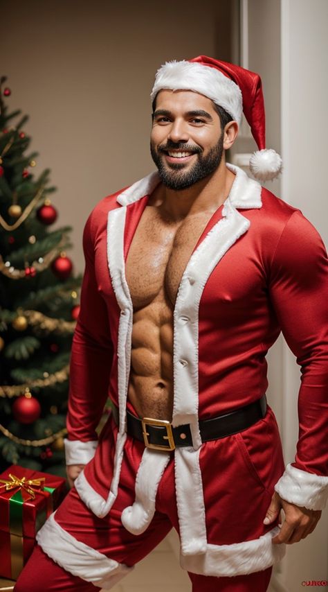 Hot Santa Men, Hot Santa Claus, Men Models, Christmas Attire, Wattpad Cover, Men's Day, Black Santa, Men In Uniform, Santa Baby