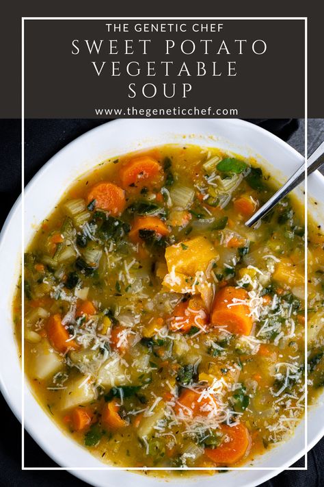 Vegetable Soup Sweet Potato, Winter Vegetable Soup Recipes, Cabbage Sweet Potato Soup, Sweet Potato Veggie Soup, Vegetable Soup With Sweet Potatoes, Root Vegetable Soup Recipes, Sweet Potato Vegetable Soup, Soups With Sweet Potatoes, Soup With Sweet Potatoes In It