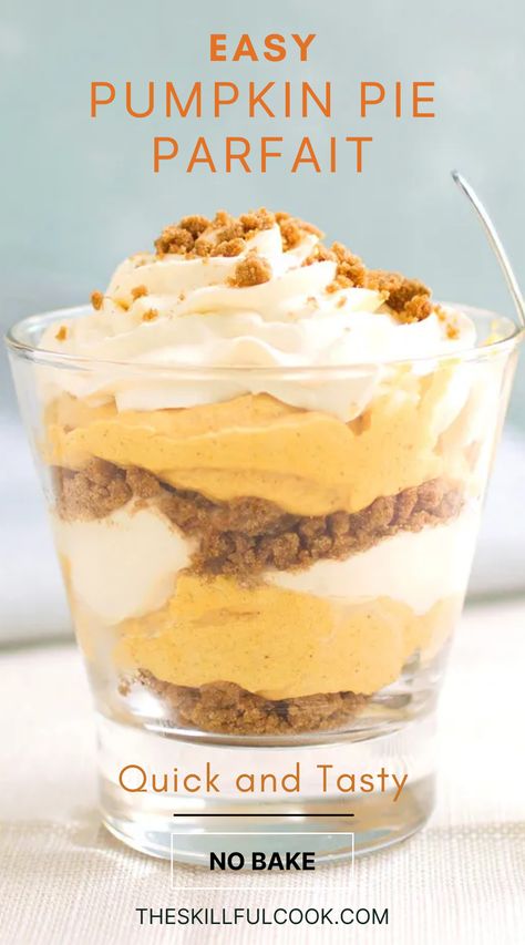 A no-bake pumpkin pie parfait layered with gingersnap cookies and cream in a mason jar, perfect for fall desserts. Pumpkin Trifles, Pumpkin Deserts, Pumpkin Cream Pie, Dessert Pumpkin, Gingersnap Cookies, Mason Jar Desserts, Pie Thanksgiving, Pumpkin Cream Cheese Pumpkin Pie Cheesecake Parfait, Pumpkin Pie Mason Jars, No Bake Pumpkin Parfait, Pumpkin Pie Greek Yogurt Parfaits, Pumpkin Dessert In A Cup, Pumpkin Pie Parfait Easy, Pumpkin Pie Individual Cups, Mini Pumpkin Trifles, Pumpkin Spice Parfait