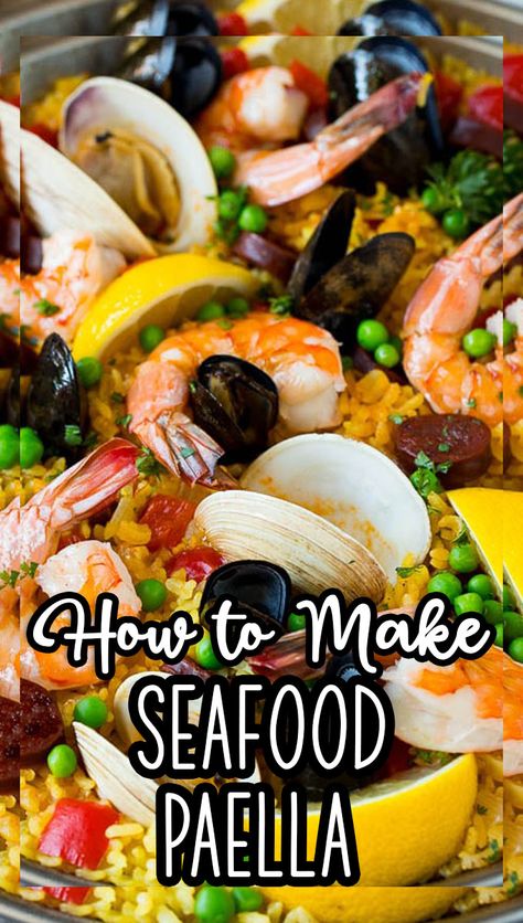 Easy Seafood Paella Recipe, Spanish Seafood Paella, Seafood Paella Recipe, Spanish Paella Recipe, Easy Paella, Paella Recipe Seafood, Spanish Paella, Delicious Seafood Recipes, Seafood Paella