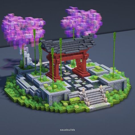 Minecraft Ender Egg Display, Idea For Minecraft, Japanese Zen Garden Minecraft, Minecraft Japanese Pathway, Japanese Walls Minecraft, Minecraft Japanese Pond, Mc Japanese Build, Japanese Base Minecraft, Japanese Arch Minecraft