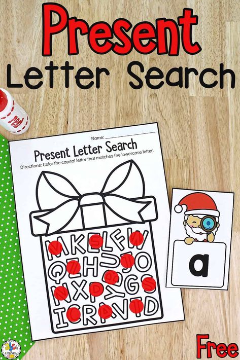 Christmas Letter Review Preschool, Kindergarten Christmas Centres, Christmas Present Activities Preschool, Christmas Kindergarten Reading Activities, Holiday Literacy Activities Preschool, Gingerbread Alphabet Activities, Letter K Christmas Craft, Christmas Letter Matching, Christmas Ela Activities Kindergarten