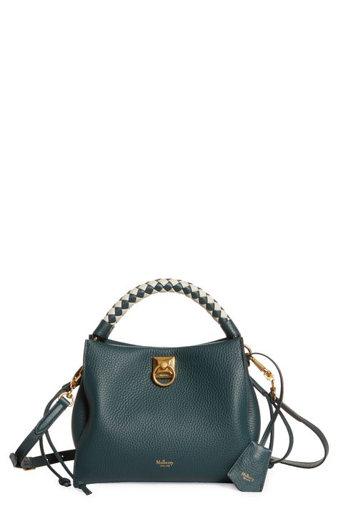 Mulberry Small Iris Leather Top Handle Bag available at #Nordstrom London Streets, Compact Bag, Door Knockers, Handle Bag, Green Bag, Leather Top, Top Handle, Calf Skin, Zip Pockets