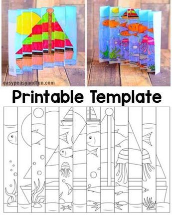 We have another fun project for your kids (or you) to do during the hot summer months, this time we are sharing a fun summer agamograph template with you. Making a agamograph is really, really fun and we hope this template will inspire your kids to start making their own. *This post contains affiliate links* … Agamograph Template, Classe D'art, Summer Art Projects, Elementary Art Projects, School Art Projects, Camping Art, Art Classroom, Summer Art, Elementary Art