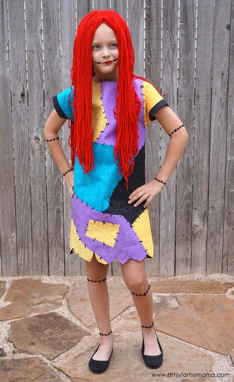 DIY Nightmare Before Christmas Sally Costume Dress and Wig Tutorial Sally Costume Diy, Sally Halloween Costume, Christmas Costumes Diy, Nightmare Before Christmas Dress, Disney Costumes Diy, Nightmare Before Christmas Costume, Sally Costume, Nightmare Before Christmas Sally, Save Environment