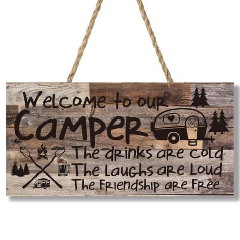 Campsite Decor, Camper Signs, Porch Doors, Wall Wood, Camping Lovers, Camper Decor, Sign Display, Home Decor Signs, Wood Plaques