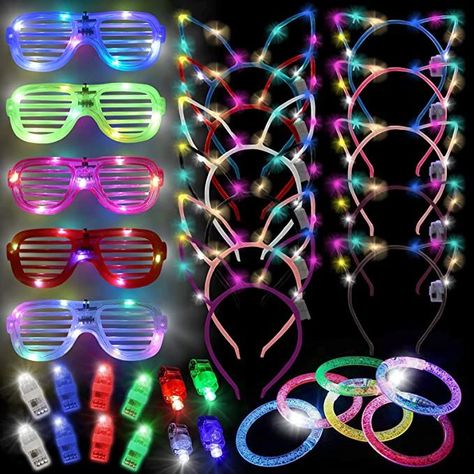 10 LED Bracelets 20 finger lights Glow In The Dark Party Supplies For Adult Kid Christmas Halloween Sweet 16 Bonfire, Glow Party Favors, Neon Party Decorations, Led Glasses, Slumber Party Birthday, Glow In Dark Party, Glow In The Dark Party, Glow Party Supplies, Glow Birthday Party