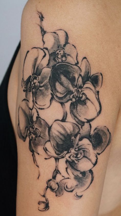 Black Flowers Tattoo, Cover Up Tattoos For Women, Orchid Tattoo, Funky Tattoos, Sick Tattoo, Cute Tiny Tattoos, Beautiful Tattoo, Tattoo Portfolio, Face Tattoos