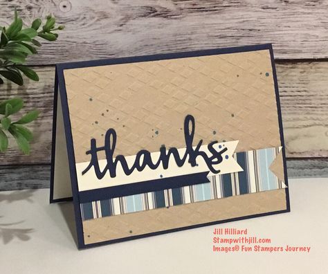 Thank You Masculine Card, Thank You Cards Masculine, Thank You Card For Men, Simple Handmade Thank You Cards, Stampin Up Masculine Thank You Cards, Masculine Thinking Of You Cards Handmade, Male Thank You Cards, Thank You Cards For Men, Masculine Thank You Cards Handmade