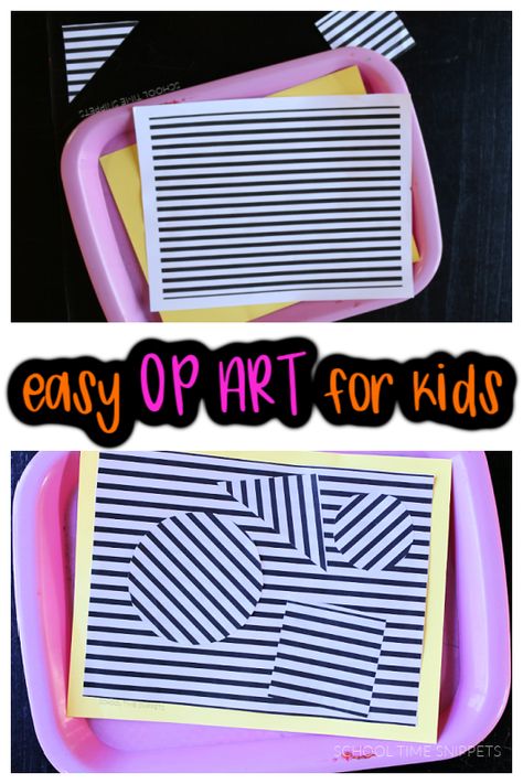 Op Art For Kids, Easy Op Art, Bridget Riley Art, Bridget Riley Op Art, Op Art Projects, Art Club Projects, Op Art Lessons, Art Project For Kids, Montessori Art