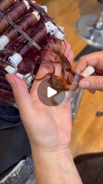 Hairbrained on Instagram: "A lil drop will do ya💡 Awesome save from @angie_hunt_ ・・・ Shades EQ to the Rescue⚠️⚠️⚠️⚠️ Watch perm solution STRIP out her red colored hair in minutes. It’s recommend to wait at least 2 weeks to color hair after a perm. But, Redken’s got your back with only 1 cap of Shades EQ on level in the perm’s neutralizer to refresh any hot spots. No processing solution needed‼️⁉️Nice little add-on service to have your perm shine! Would you try it?? #crafthaircolor #hairbrained" Straight To Perm Before And After, Perm Rod Sizes And Results Curls, Piggy Back Perm Long Hair, Curl Perm Before And After, How To Do A Perm At Home, Permed Hairstyles Before And After, 2024 Perm Hair, Perm Sizes Curls, Long Hair Perm Before And After