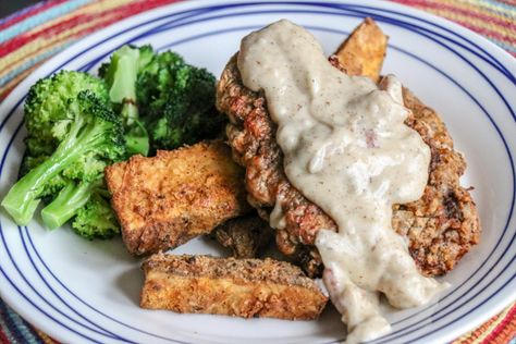 Air Fryer Country Fried Steak-86 Air Fryer Country Fried Steak, Steak In Air Fryer, Buttery Mashed Potatoes, Country Fried Steak, Air Fryer Steak, Country Fried, Air Fryer Oven Recipes, Fried Steak, Airfryer Recipes