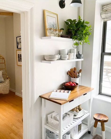 12 Kitchen Storage Cart Ideas That Will Change the Way You Cook Forever | Hunker Storage Cart Ideas, Kitchen Cart Decor, Small Kitchen Cart, White Kitchen Cart, Adding Storage, Kitchen Carts, Kitchen Furniture Storage, Cart Ideas, Kitchen Storage Cart