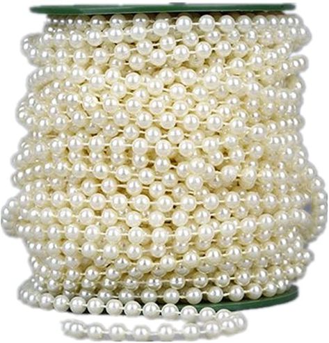 Ltvystore 82Feet/25Meter Length Roll Beige Pearl String Party Garland Wedding Centerpieces Bridal Bouquet Crafts Christmas Tree Decoration Chain Decorations, Bead Garland Christmas Tree, Christmas Bead Garland, Pearl Garland, Christmas Tree Beads, Romantic Christmas, Party Garland, Hanging Garland, Christmas Tree Garland