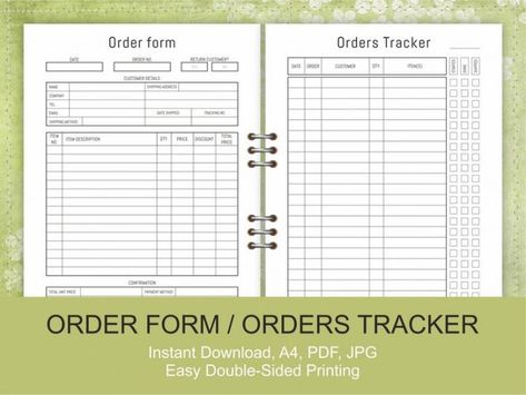 Small Business Templates, Free Printable Cleaning, Gift Tracker, Business Printables, Order Form Template, Small Business Planner, Truck Coloring Pages, Form Template, Tracker Printable