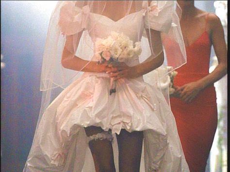 A part of me still wants to wear the "November Rain" wedding dress. Don't judge me, I'm from Jersey. Roses Wedding Dress, November Wedding Dresses, Rain Wedding, Rain Dress, Rock N Roll Wedding, Purple Wedding Dress, November Rain, Stephanie Seymour