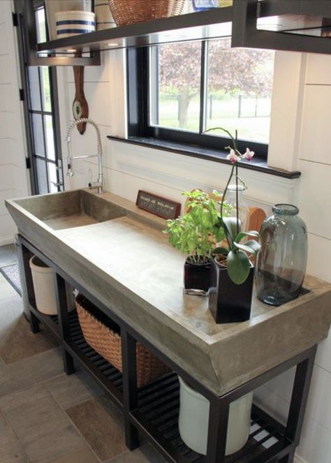 Garden Sink, Kabinet Dapur, Outdoor Sinks, Concrete Sink, Concrete Kitchen, Concrete Countertops, Kitchen Countertops, A Kitchen, Kitchen Inspirations