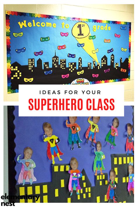 Superhero Cutouts, Superhero School Theme, Superhero Preschool, Hero Classroom Theme, Superhero Classroom Decorations, Superhero Class, Superhero City, Superhero School, Classroom Decor Ideas