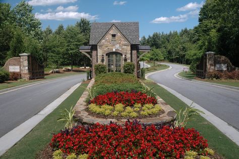 Landscaping is crucial to a grand entrance- Managed by Neighborhood Management Associates. Landscaping Entrance, Subdivision Entrance, Entrance Signage, Modern School, Rock Landscaping Ideas, School Entrance, Commercial Landscaping, Rock Landscaping, Landscaping Inspiration