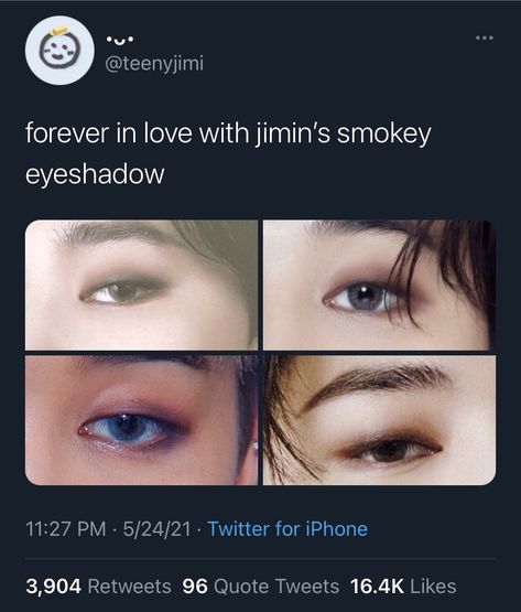 Jimin Smokey Eye, Jimin Eyeshadow, Jimin Eye Makeup, Jimin Makeup, Jimin Funny Face, Forever In Love, Smokey Eyeshadow, Jimin Selca, Bts Theory