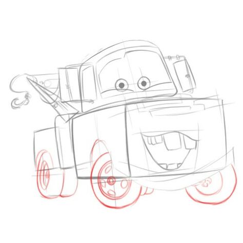 Cars Movie Drawing, Cars Movie Tattoo, Draw Lightning Mcqueen, Draw Lightning, Trucker Tattoo, Truck Sketch, Cars Bedroom, Tutorial On Drawing, Disney Sleeve Tattoos