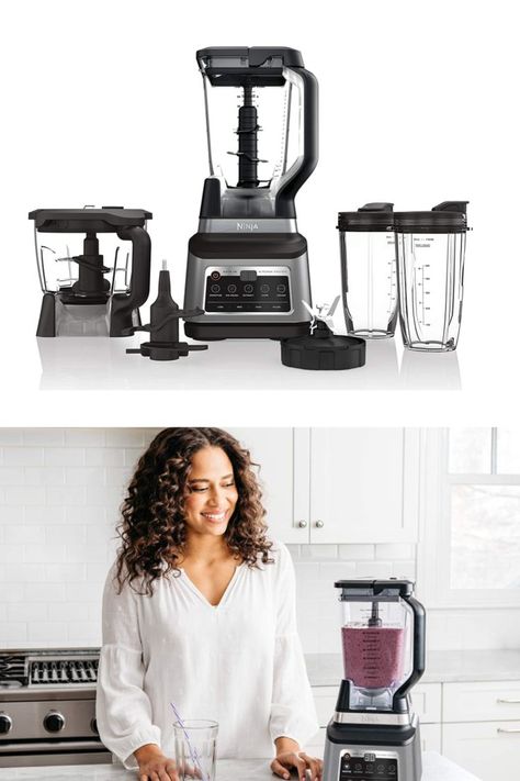 MORE FUNCTIONALITY*: The Ninja Professional Plus Kitchen System with Auto-iQ features a new modern design and more functionality* than Ninja's original Kitchen System. (*Versus BL770 based on the number of available blending programs.) POWERFUL CRUSHING: Ninja Total Crushing Blades give you perfectly crushed ice for your smoothies and frozen drinks with 1400 peak watts of professional power.#affiliate Bottle Fridge, Freezer Accessories, Kitchen System, Kitchen Range, Crushed Ice, Cool Kitchen Gadgets, Frozen Drinks, Hanging Storage, Cooking Kitchen