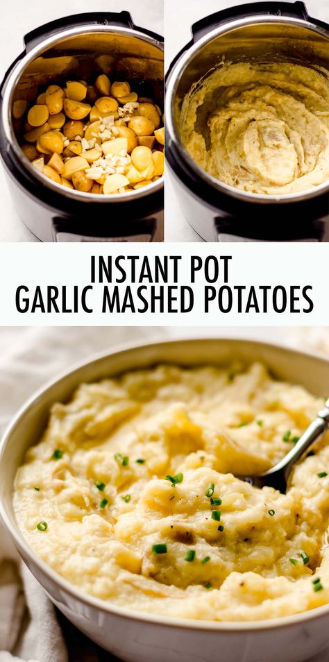 Instant Pot Garlic Mashed Potatoes, Instapot Mashed Potatoes, Mashed Potatoes With Skin, Ingredient Prep, Garlic Mashed Potatoes Recipe, Making Mashed Potatoes, Mashed Potato Recipes, Garlic Mashed Potatoes, Garlic Mashed