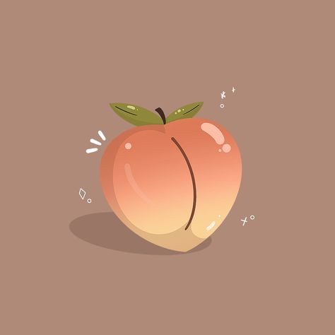 Peach Drawing, Stationary Stickers, Cute Peach, Peach Wallpaper, Peach Art, Danish Pastel, Ios App Icon Design, Sweet Peach, Kawaii Food