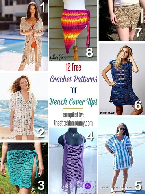 With swimsuit season upon us, what better way to dress up your swimwear than with a gorgeous crochet beach cover up! Get 12 free cover up patterns here. Crochet Bathing Suit Cover, Crochet Beach Cover Up, Crochet Beach Wear, Beau Crochet, Crochet Bathing Suits, Crochet Beach Dress, Beach Crochet, Crochet Swim, Crochet Skirts