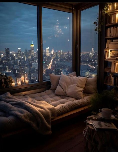 Easy Bedroom Ideas, Nyc Apartment Aesthetic, Dreamy Interior, City View Apartment, Apartment View, Aesthetic Home Decor, Living Room Goals, Apartment Aesthetic, Home Aesthetic