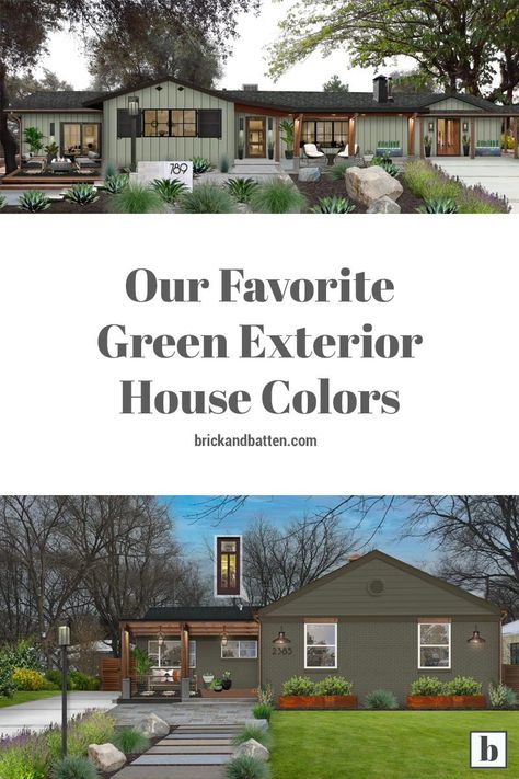 Exterior House Colors Brick, Green Siding House, Green Home Exterior, Green House Color, Green Exterior House, Sage Green House, Green Exterior Paints, Green Exterior House Colors, Grey Exterior House Colors