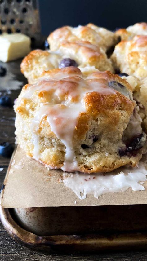 Bursting Blueberry Biscuits, Quick Blueberry Biscuits, Blueberry Biscuits Cooks Country, Blueberry Pie Biscuits, Glazed Blueberry Biscuits, Homemade Blueberry Biscuits, Blueberry Biscuit Dessert, Iced Biscuits Recipe, Sourdough Blueberry Biscuits