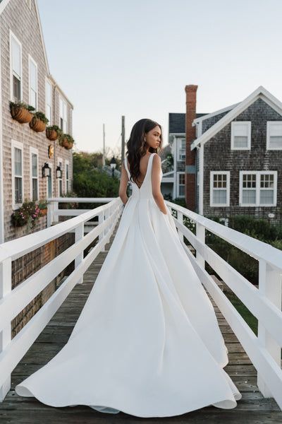 Wedding Dress With Ruching, Wedding Dress Pleated, Blue Willow Wedding, Pleated Wedding Dresses, Satin Ballgown, Colored Wedding Gowns, Ballgown Skirt, Anne Barge, Duchess Satin