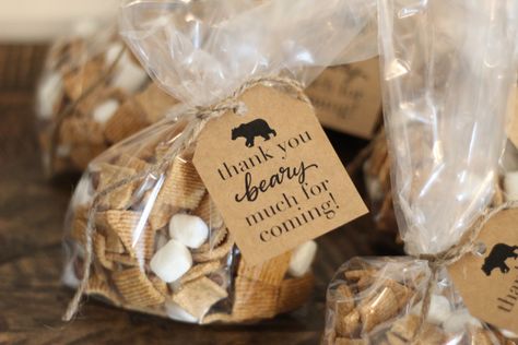 Party Favors Woodland Theme, Bear Theme Thank You Gifts, Teddy Bear Party Favors Ideas, Bear Party Favor Ideas, Woodland Birthday Party Favors, Woodland Themed Party Favors, First Birthday Boy Teddy Bear Theme, Baby Bear First Birthday Boy, Woodland Bear Baby Shower Theme