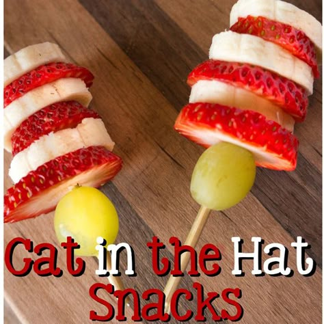 These Adorable After-School Snacks are Based on Kids' Favorite Characters Cat In The Hat Snacks, Easy Kids Treats, Preschool Cooking, Dr Seuss Week, Dr Seuss Day, Preschool Snacks, Kid Snacks, Kids Treat, Read Across America