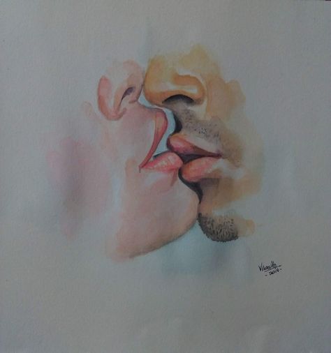 Lips kiss. 💋💋 Watercolour art. By Vikasitha Podiralahami. #Sri_Lanka Watercolour Lips, Kiss Illustration, Kiss Painting, Expressive Faces, Romantic Drawing, Watercolor Art Face, Lip Drawing, Kiss Art, Romantic Paintings