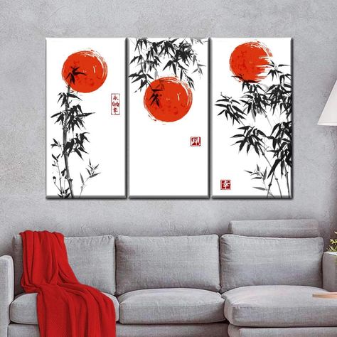 Japanese Bamboo Multi Panel Canvas Wall Art | ElephantStock Japan Decoration, Japanese Room Decor, Bamboo Artwork, Japanese Decoration, Bamboo Wall Art, Japan Decor, Japanese Wall Decor, Japanese Bedroom, Japanese Room