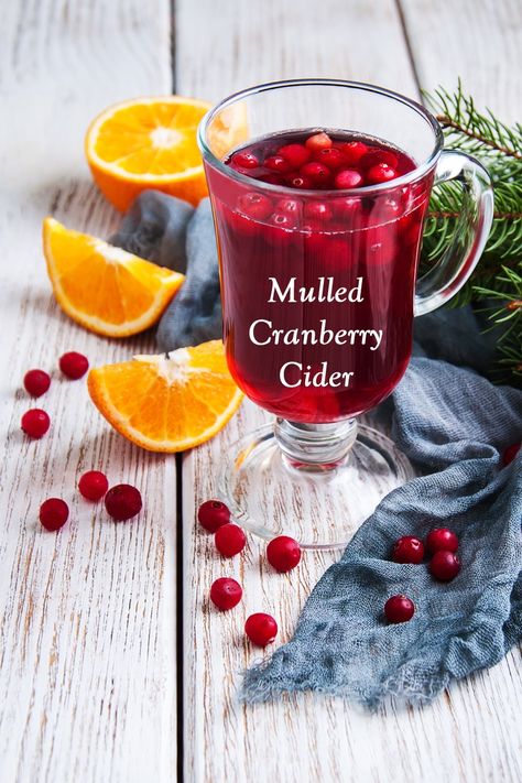 Non-Alcoholic Mulled Cranberry Cider Recipe - an alcohol-free, top allergen-free, optionally vegan holiday drink for all to enjoy Non Alcoholic Cider Recipes, Non Alcoholic Mulled Cider, Spiced Cranberry Mocktail, Cranberry Cider Recipe, Mocktail Recipe Cranberry, Mocktail Cranberry, Vegan Holiday Drinks, Cranberry Cider, Vegan Party